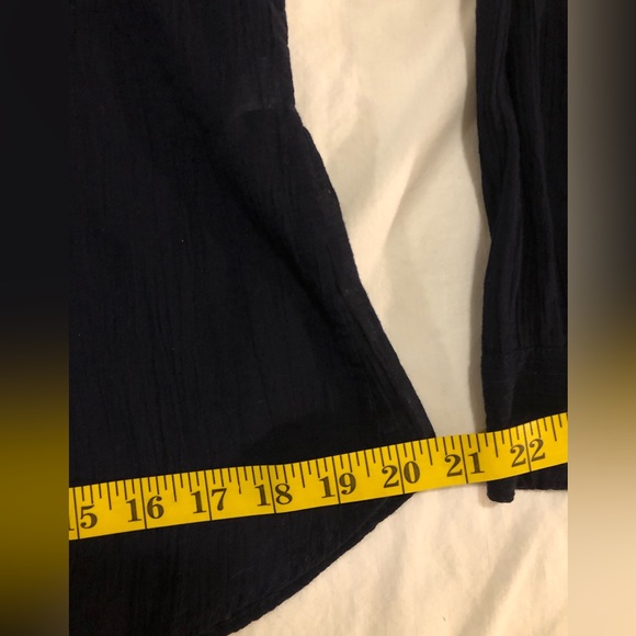 Talbots, nautical blue, gauzy button down with button back tab sleeves, 12 - Picture 6 of 12